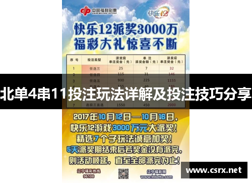 北单4串11投注玩法详解及投注技巧分享